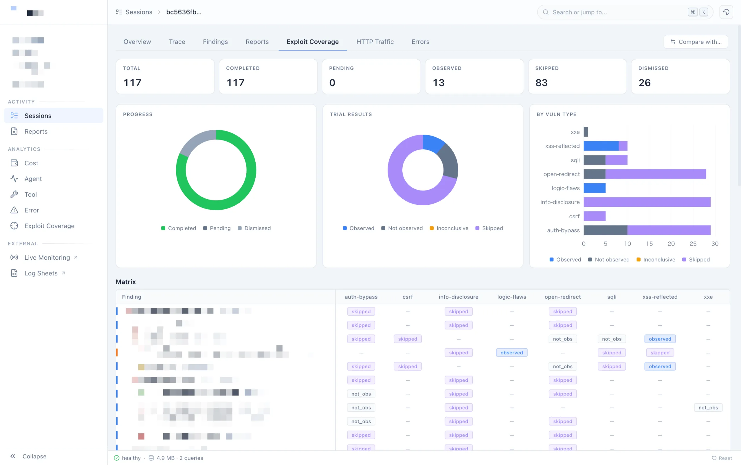 Monitoring dashboard example